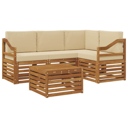 Set di divani da esterno con cuscino 5 pcs Naturale e Beige