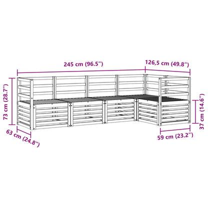 Set divano sezionale 5 pcs Naturale Legno di Acacia Massello | homemem39