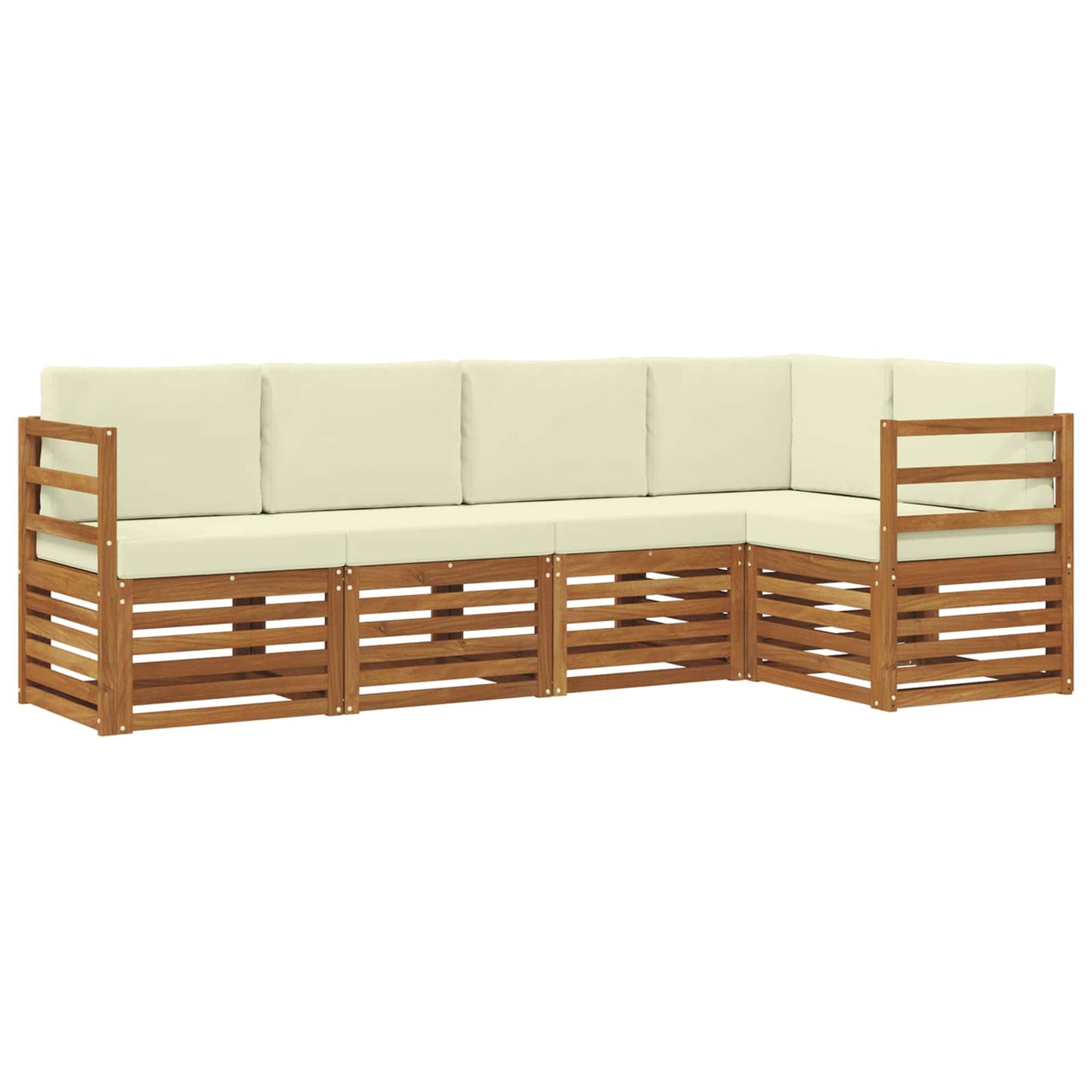 Set divano sezionale con cuscino 5 pcs Naturale e Crema
