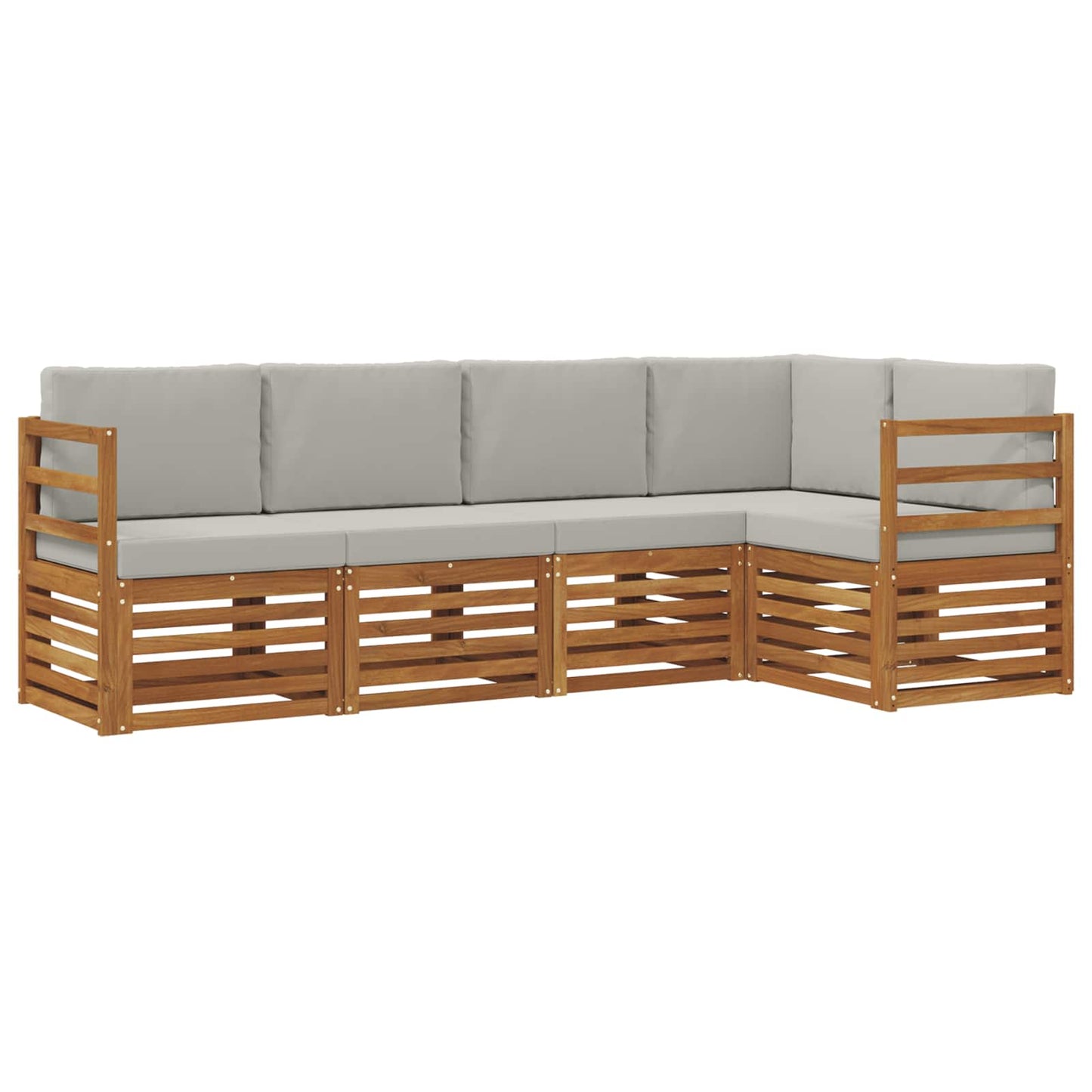 Set divano sezionale con cuscino 5 pcs Grigio Naturale e Chiaro | homemem39