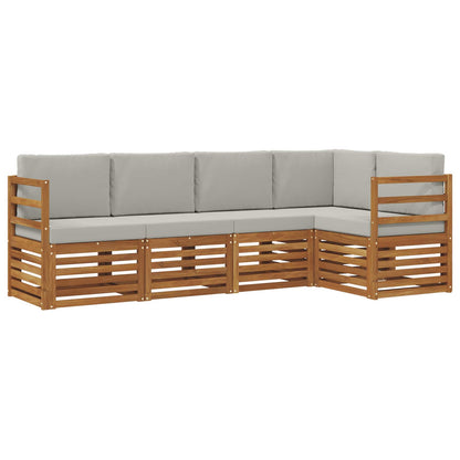 Set divano sezionale con cuscino 5 pcs Grigio Naturale e Chiaro | homemem39