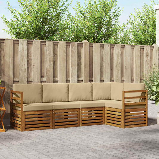 Set divano sezionale con cuscino 5 pcs Naturale e Beige