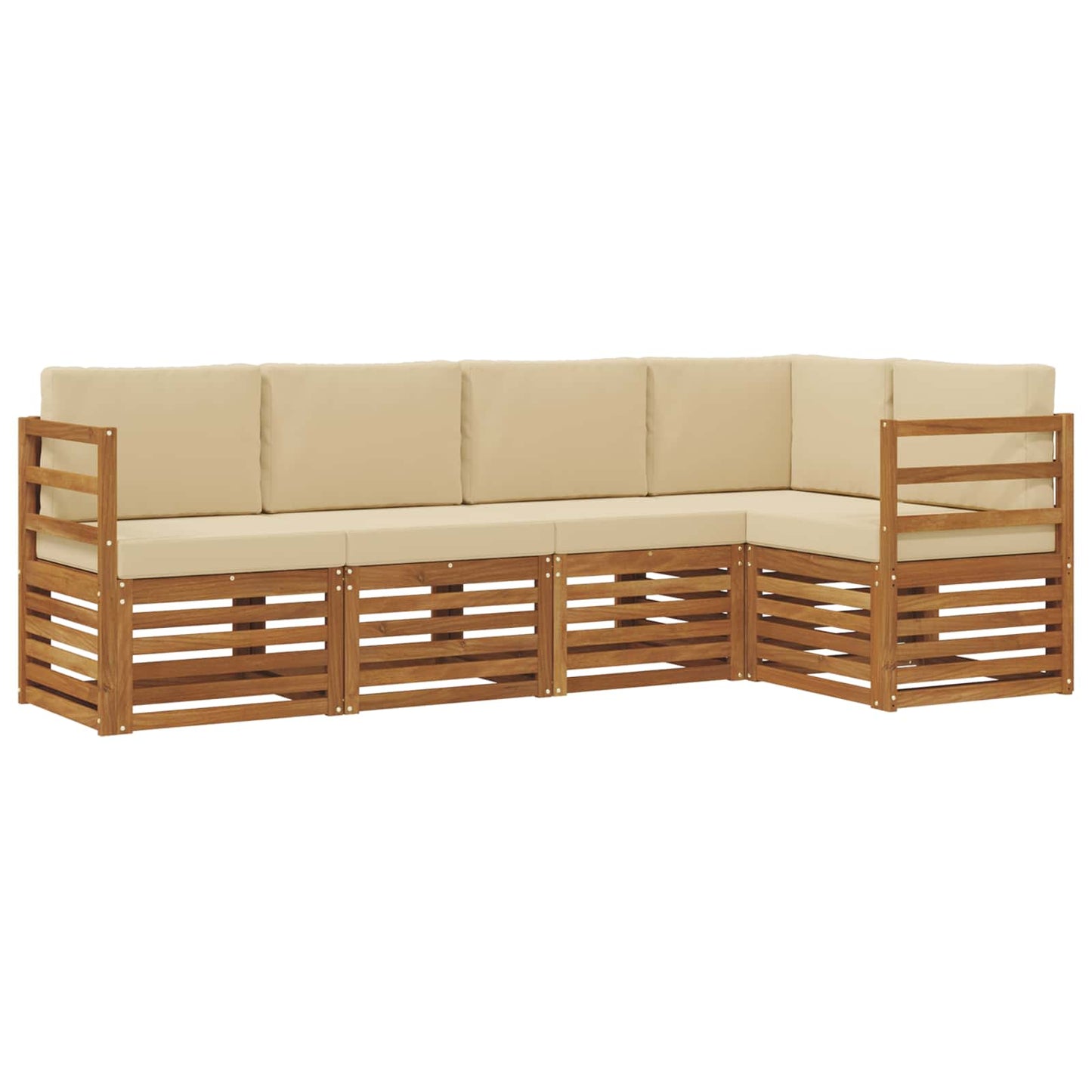 Set divano sezionale con cuscino 5 pcs Naturale e Beige