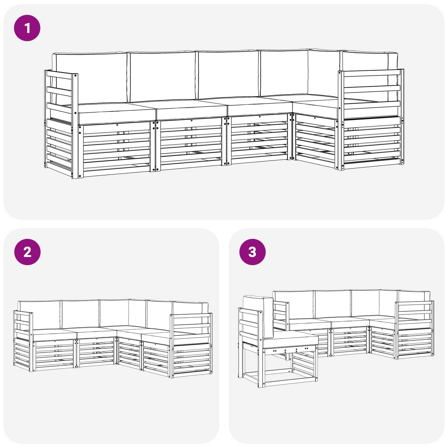 Set divano sezionale con cuscino 5 pcs Naturale e Beige | homemem39