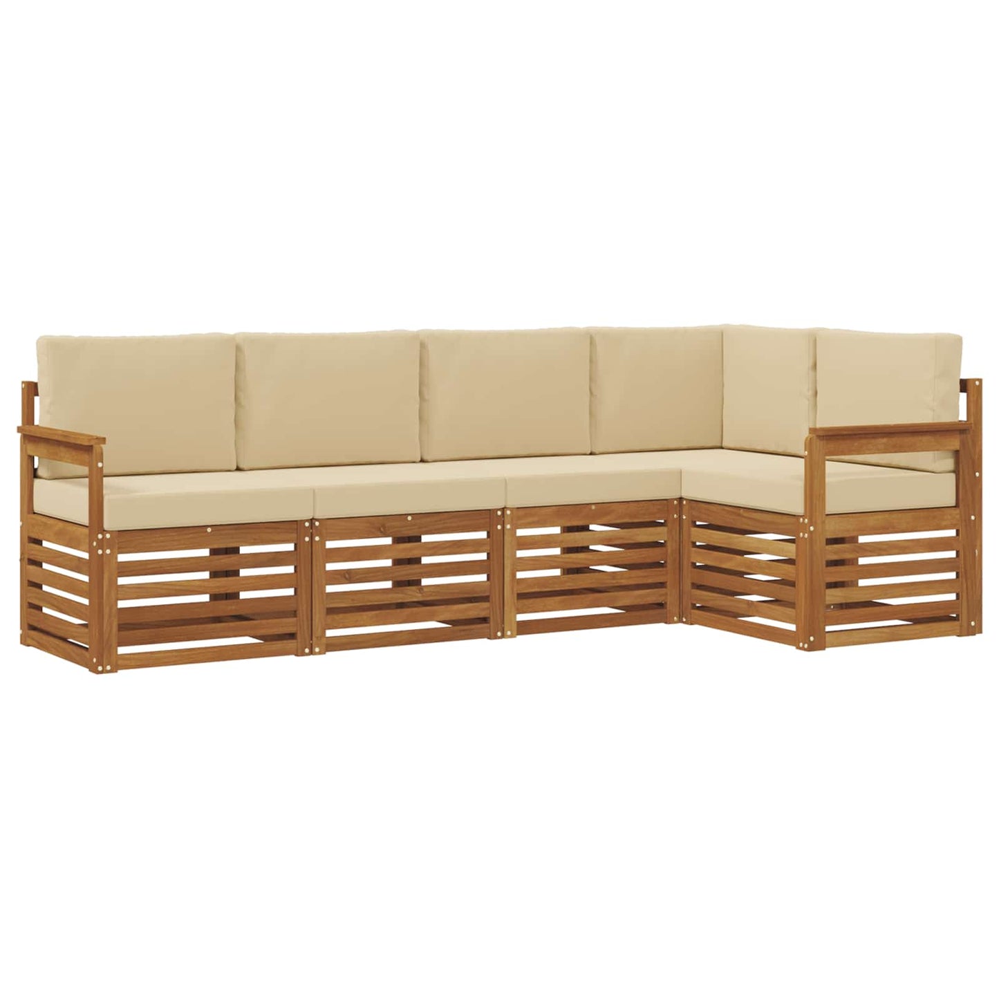 Set divano sezionale con cuscino 5 pcs Naturale e Beige