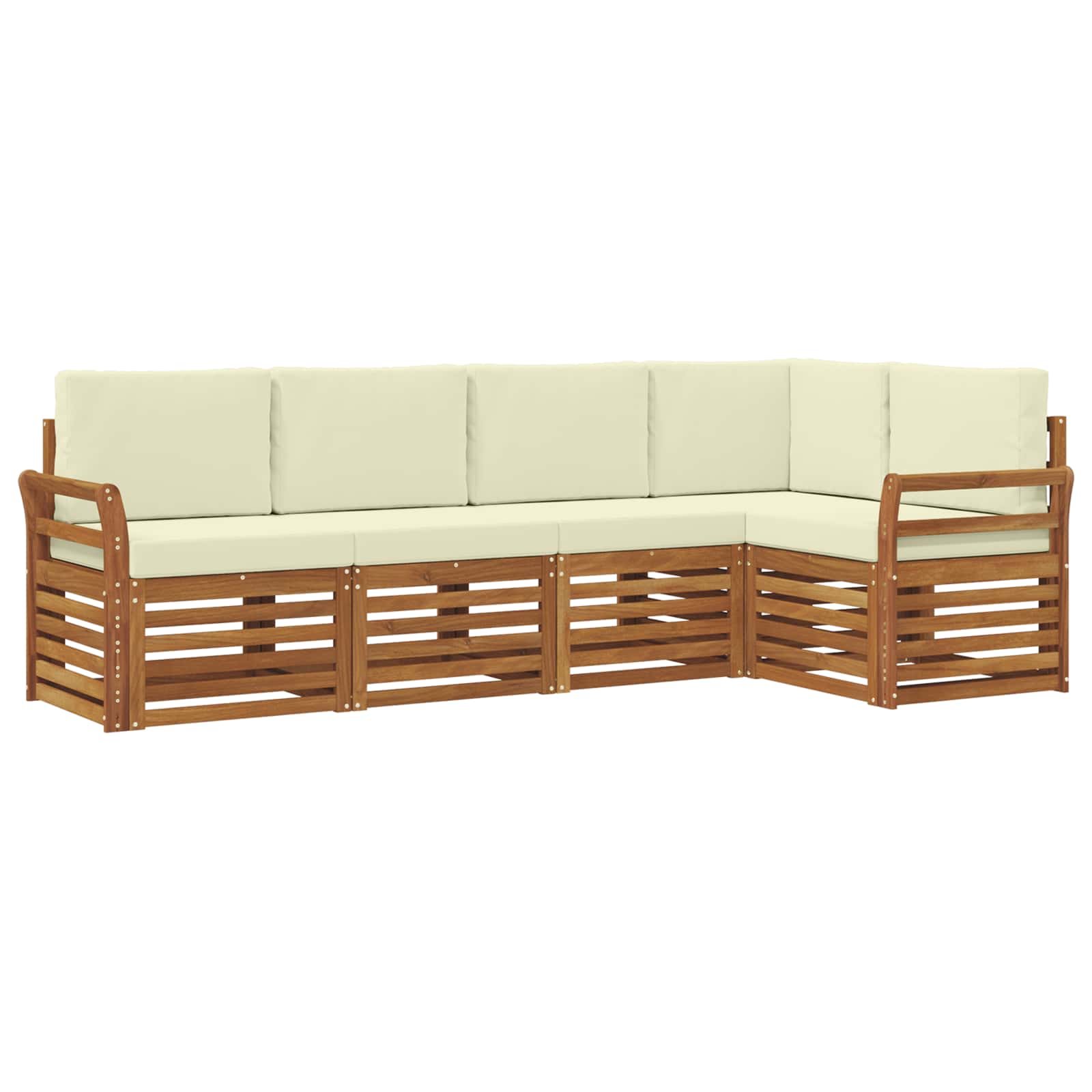 Set divano sezionale con cuscino 5 pcs Naturale e Crema | homemem39