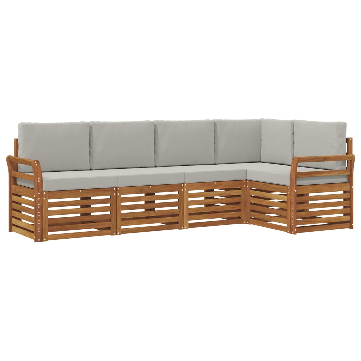 Set divano sezionale con cuscino 5 pcs Grigio Naturale e Chiaro