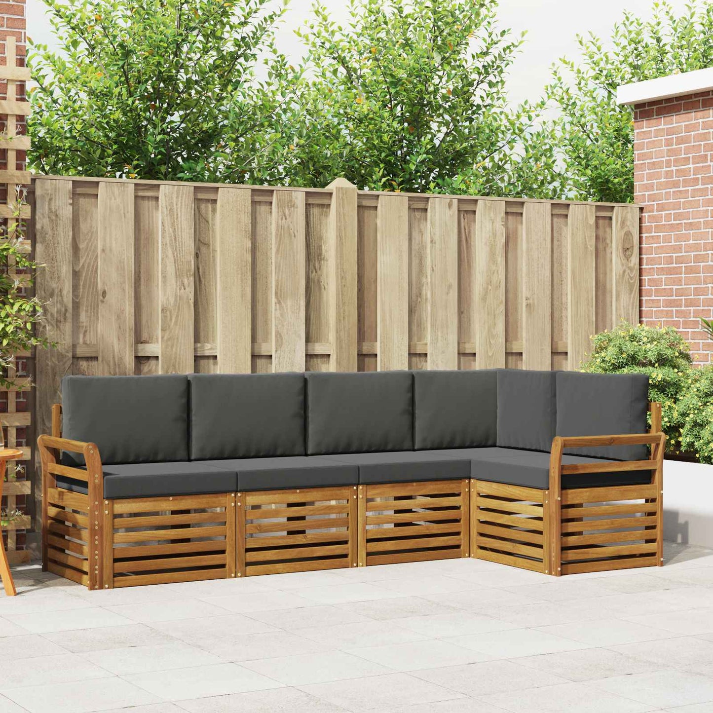 Set divano sezionale con cuscino 5 pcs Naturale e Antracite