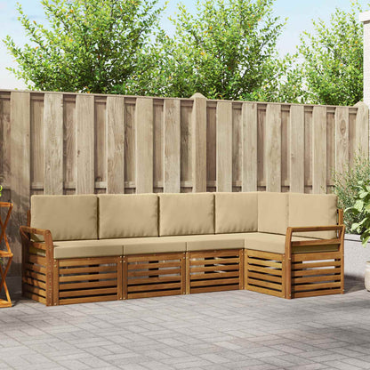 Set divano sezionale con cuscino 5 pcs Naturale e Beige