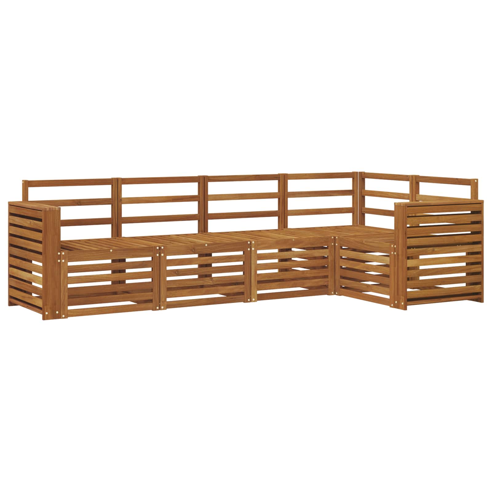 Set divano sezionale 5 pcs Naturale Legno di Acacia Massello | homemem39