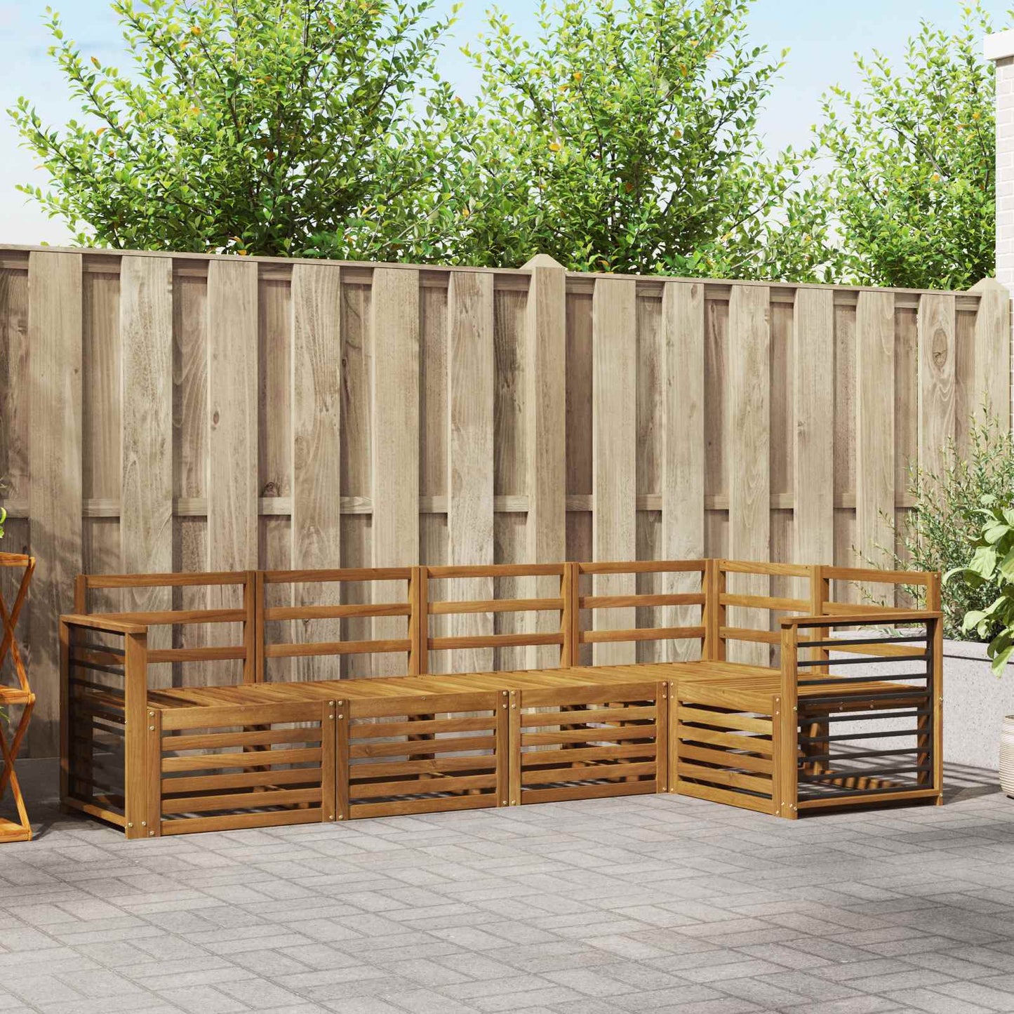 Set divani 5 pcs Naturale Legno di Acacia Massello