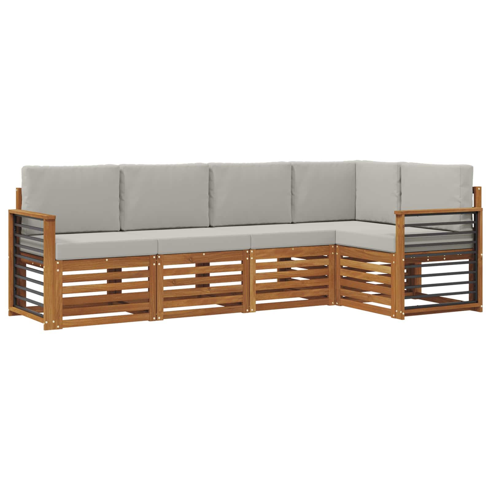 Set divano sezionale con cuscino 5 pcs Grigio Naturale e Chiaro | homemem39