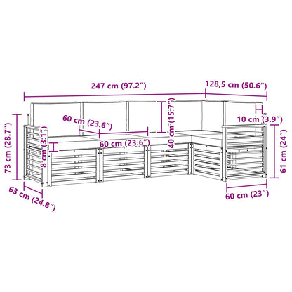 Set divano sezionale con cuscino 5 pcs Grigio Naturale e Chiaro | homemem39