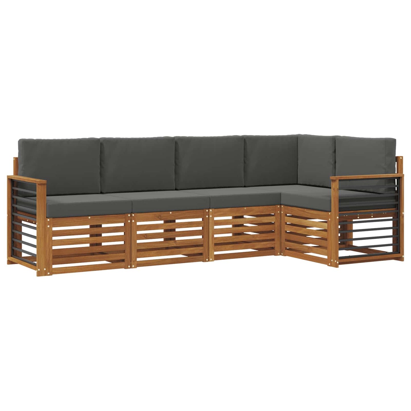 Set divano sezionale con cuscino 5 pcs Naturale e Antracite | homemem39