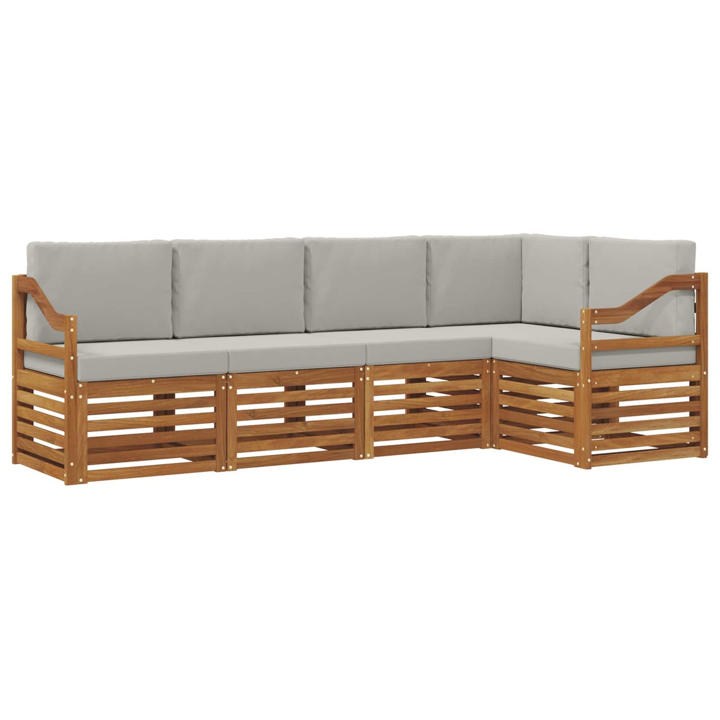 Set divano sezionale con cuscino 5 pcs Grigio Naturale e Chiaro | homemem39