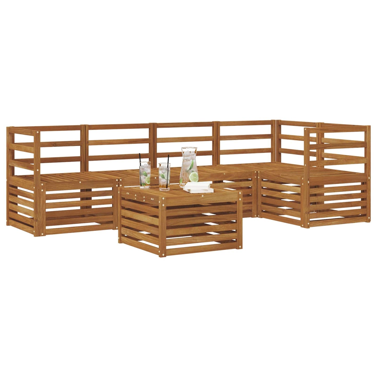 Set divano sezionale 6 pcs Naturale Legno di Acacia Massello