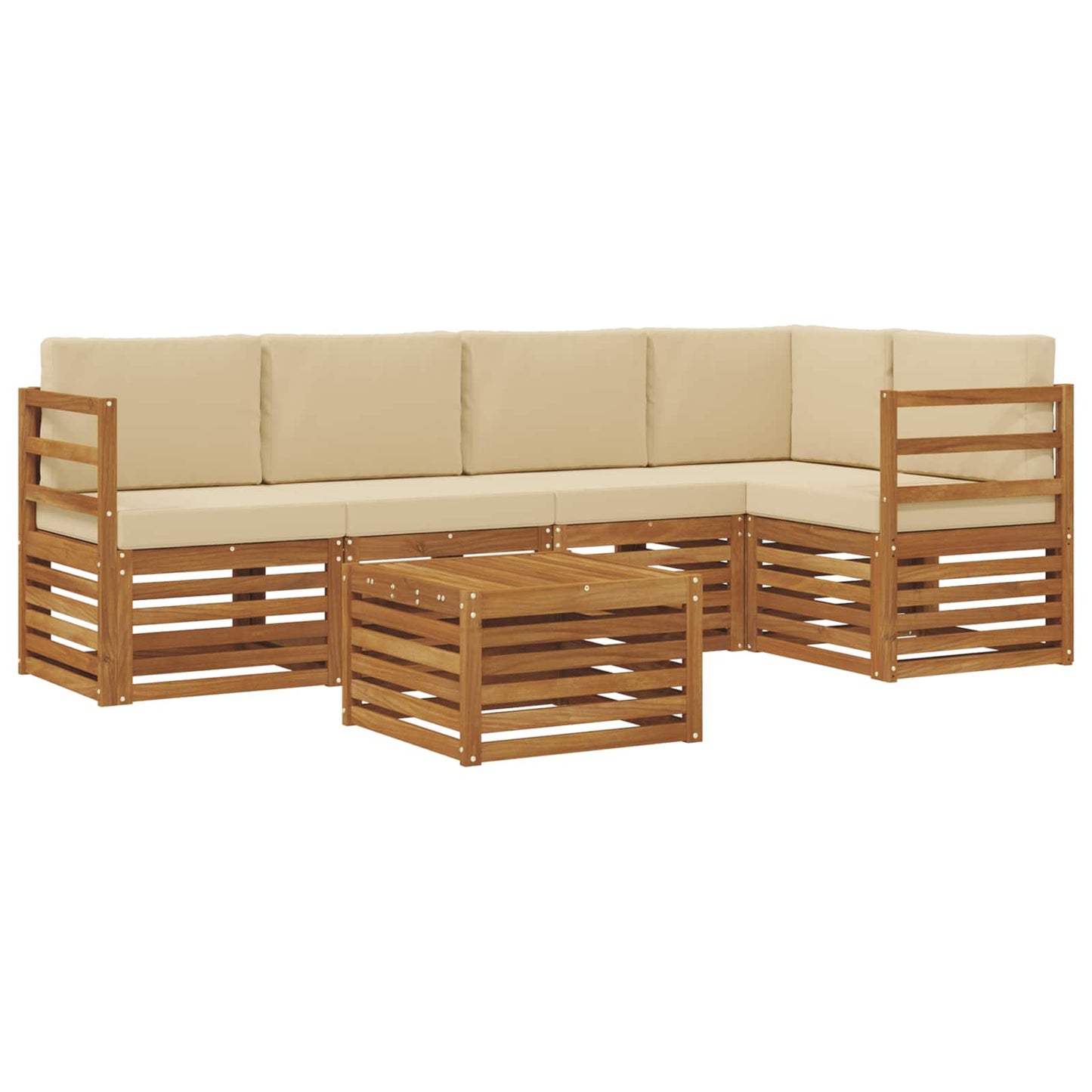 Set divano sezionale con cuscino 6 pcs Naturale e Beige | homemem39