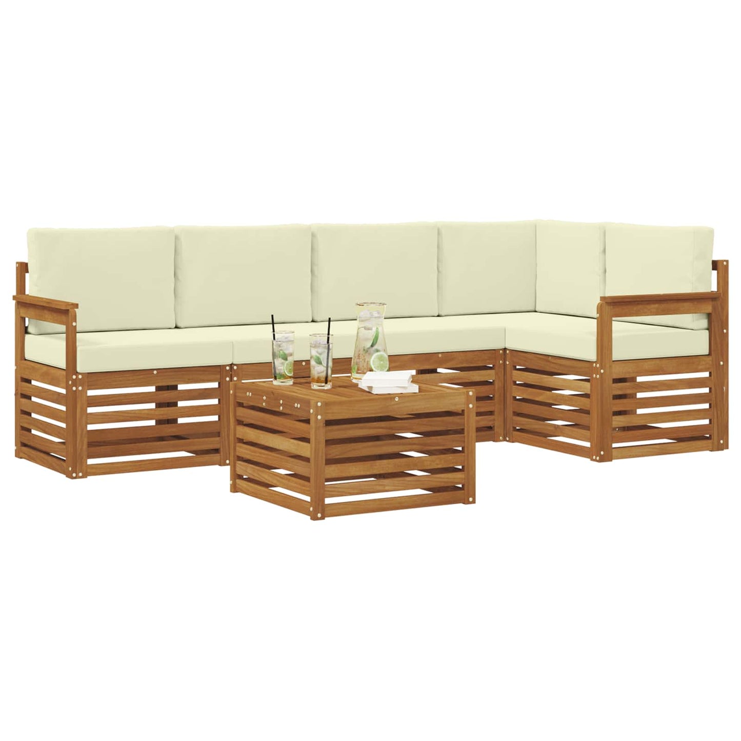Set divano sezionale con cuscino 6 pcs Naturale e Crema