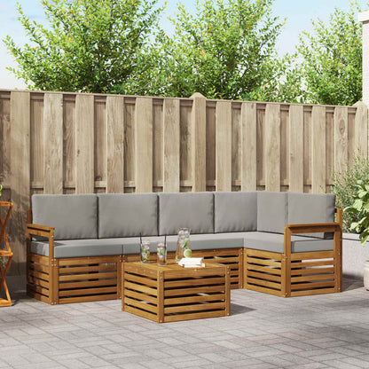 Set divano sezionale con cuscino 6 pcs Grigio Naturale e Chiaro | homemem39