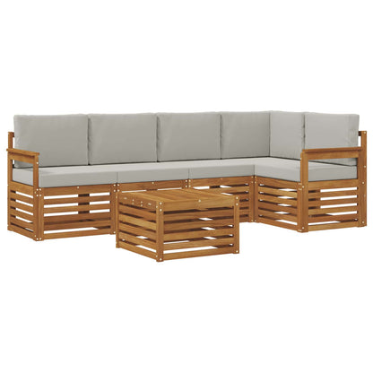 Set divano sezionale con cuscino 6 pcs Grigio Naturale e Chiaro | homemem39