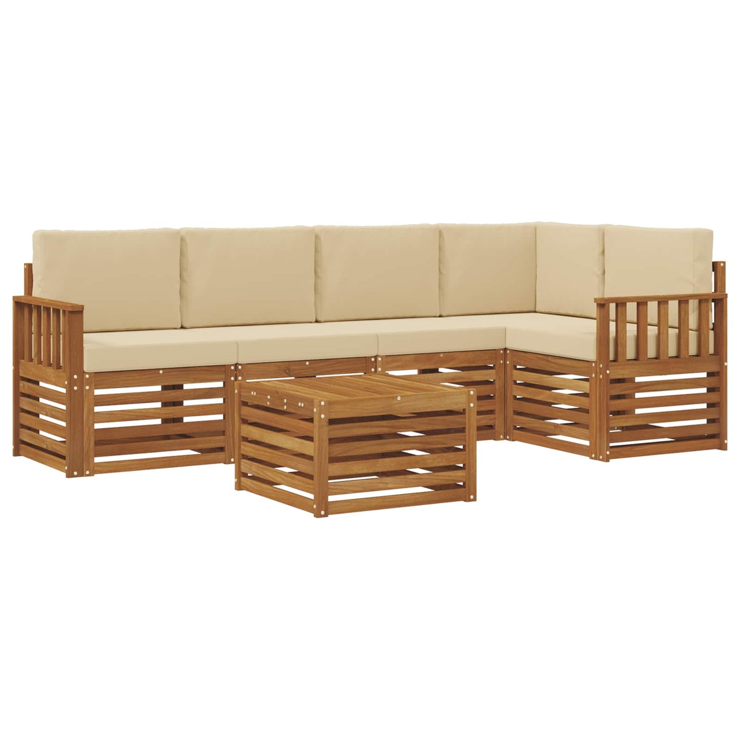 Set di divani da esterno 6 pz Naturale e Beige Poliestere