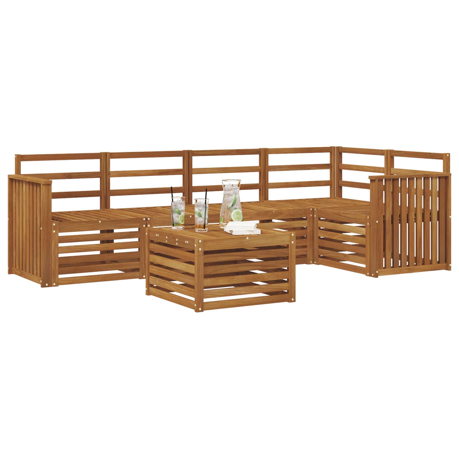 Set divano sezionale 6 pcs Naturale Legno di Acacia Massello | homemem39