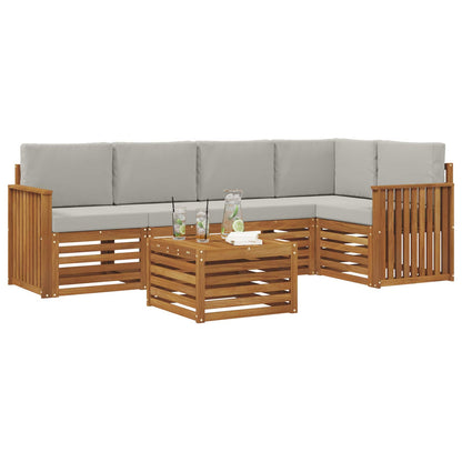 Set divano sezionale con cuscino 6 pcs Grigio Naturale e Chiaro