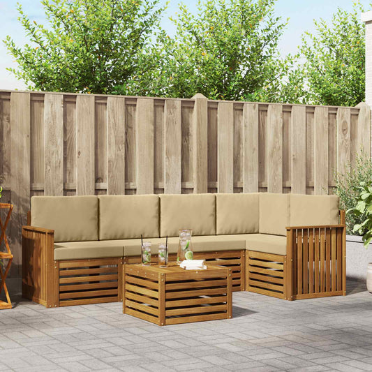 Set divano sezionale con cuscino 6 pcs Naturale e Beige | homemem39