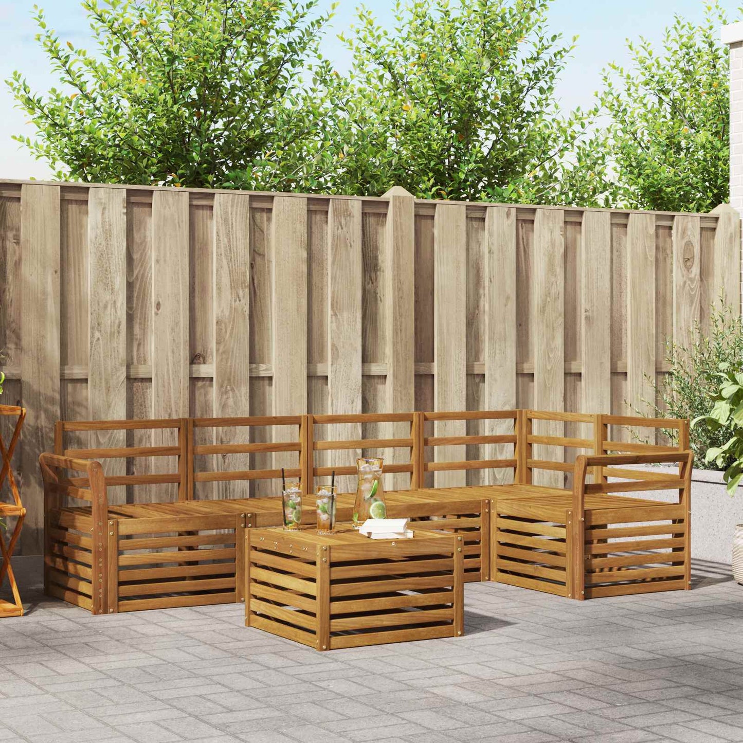 Set divano sezionale 6 pcs Naturale Legno di Acacia Massello | homemem39