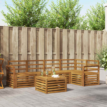 Set divano sezionale 6 pcs Naturale Legno di Acacia Massello | homemem39