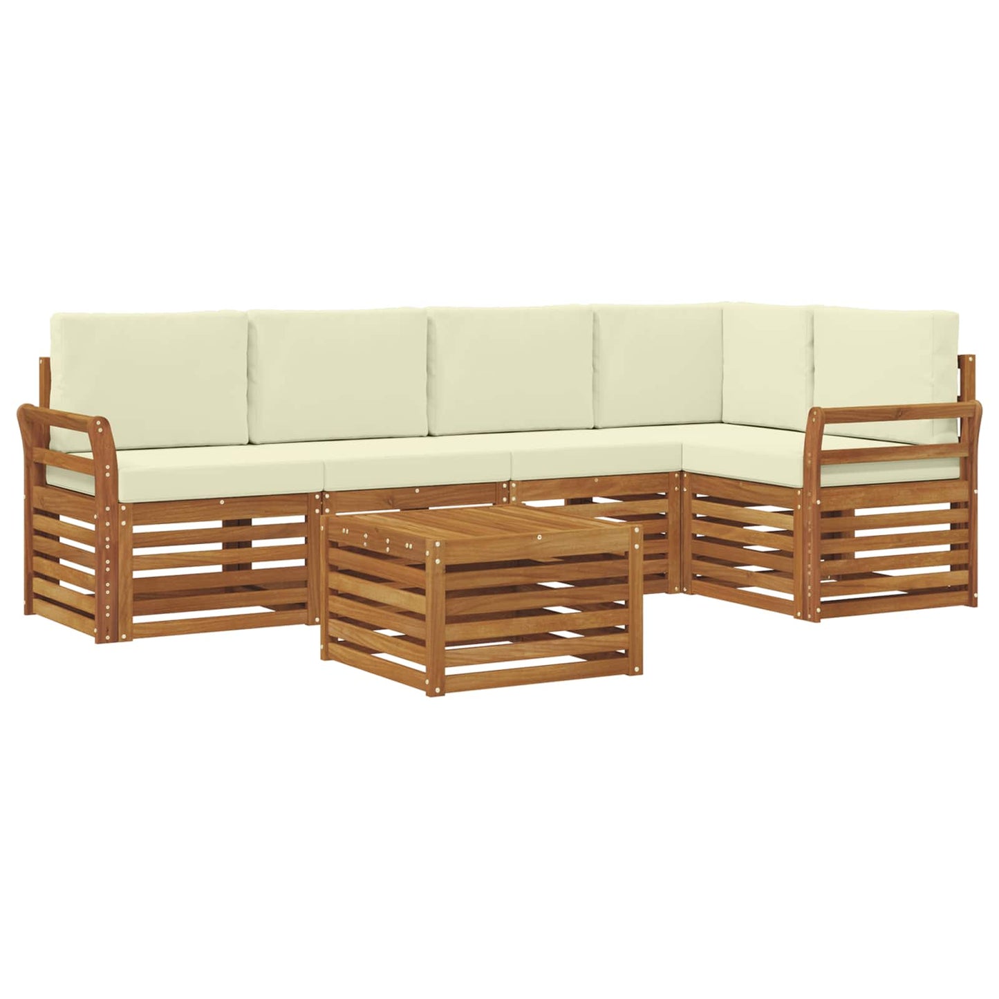 Set divano sezionale con cuscino 6 pcs Naturale e Crema