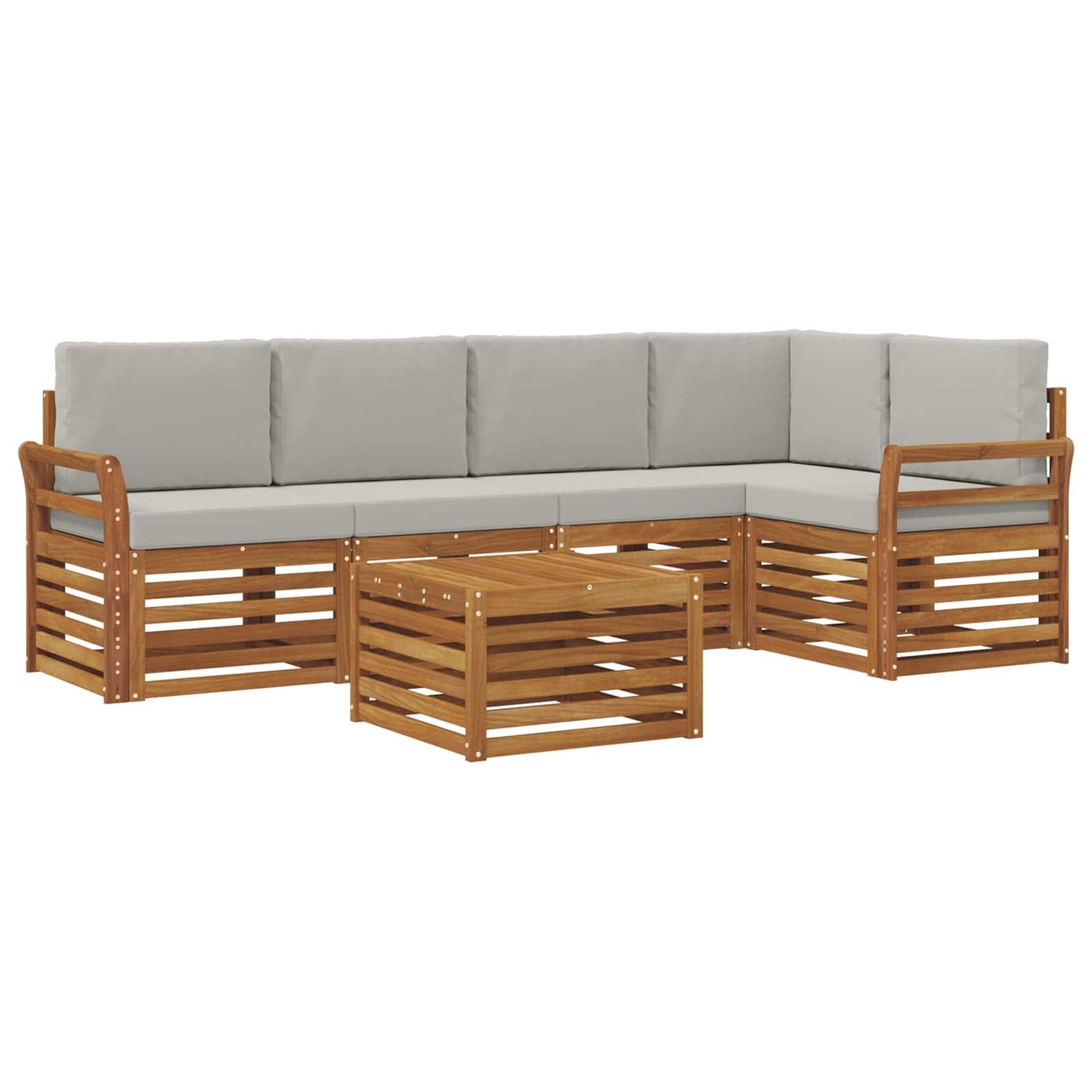 Set divano sezionale con cuscino 6 pcs Grigio Naturale e Chiaro