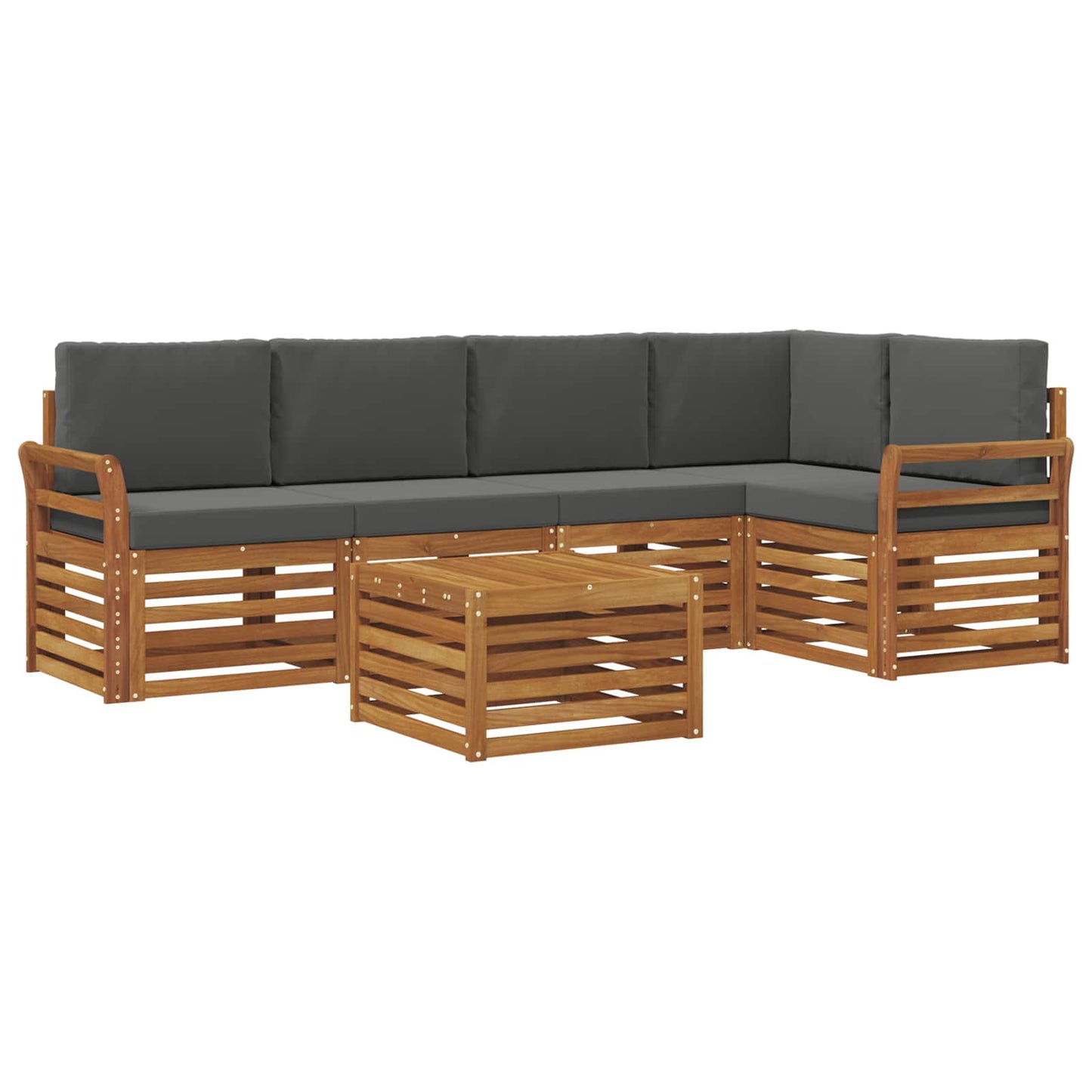 Set divano sezionale con cuscino 6 pcs Naturale e Antracite | homemem39