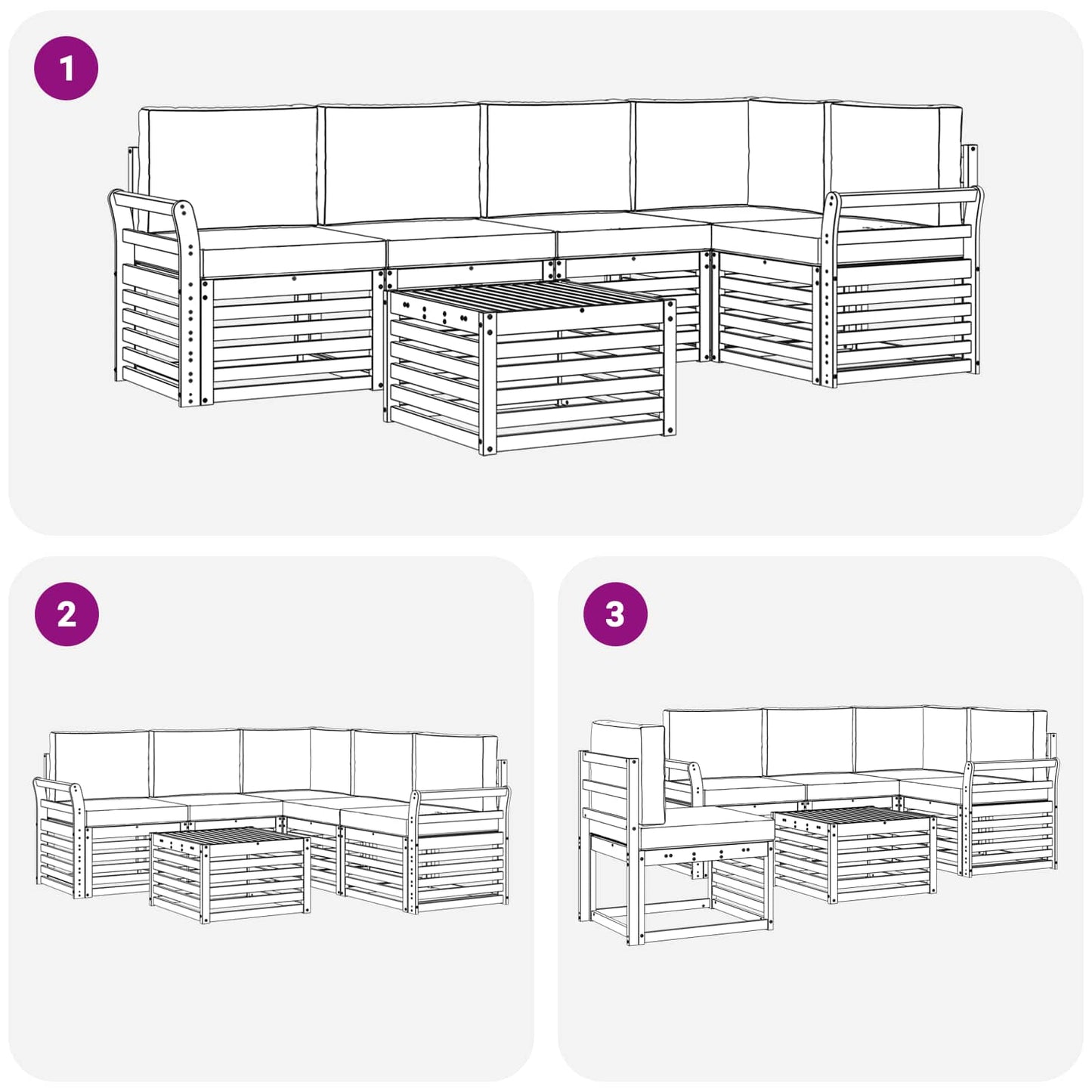 Set divano sezionale con cuscino 6 pcs Naturale e Antracite | homemem39