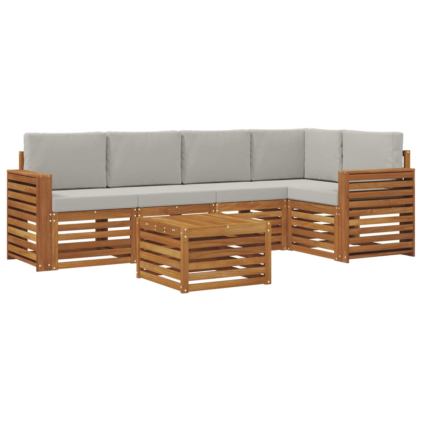 Set divano sezionale con cuscino 6 pcs Grigio Naturale e Chiaro | homemem39