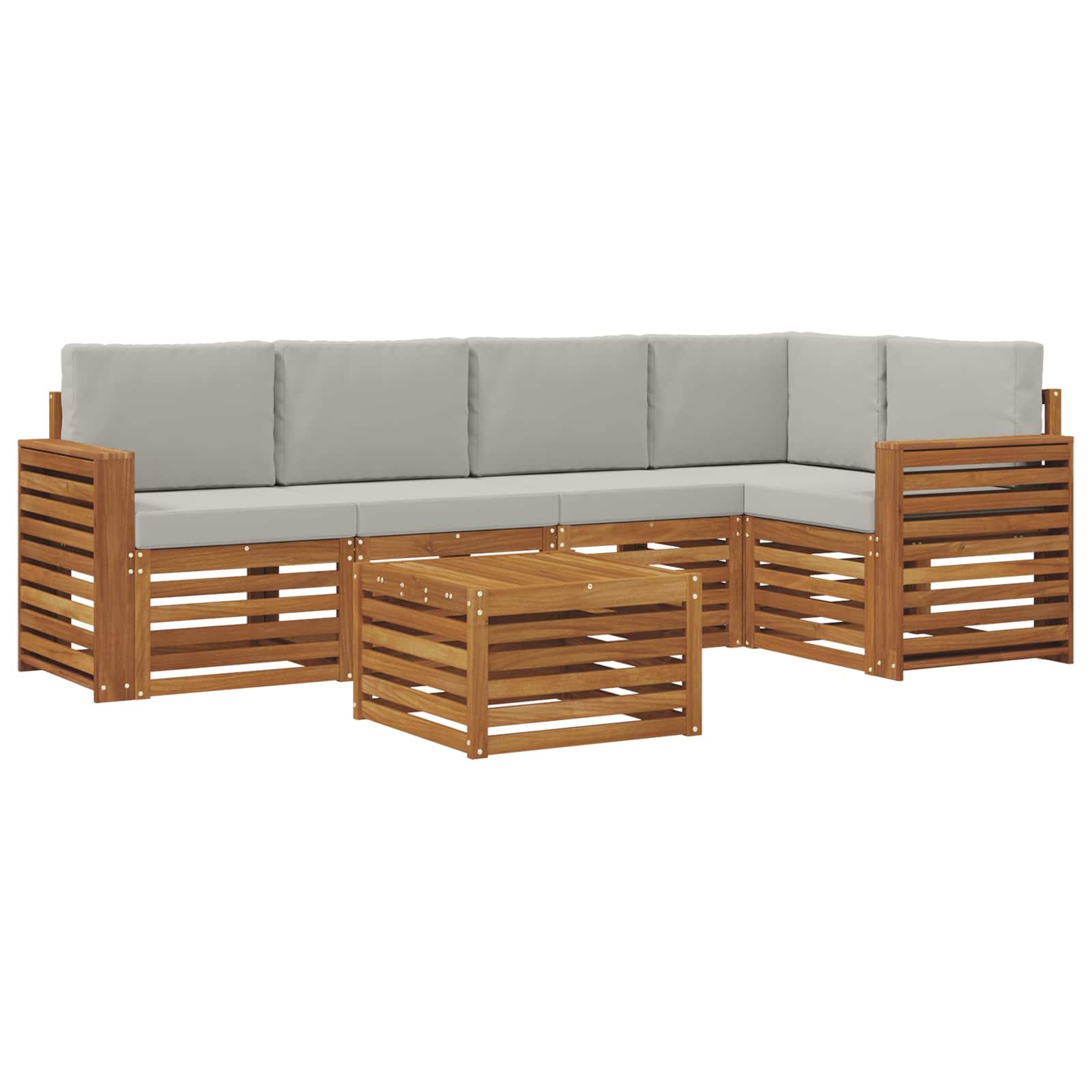 Set divano sezionale con cuscino 6 pcs Grigio Naturale e Chiaro | homemem39