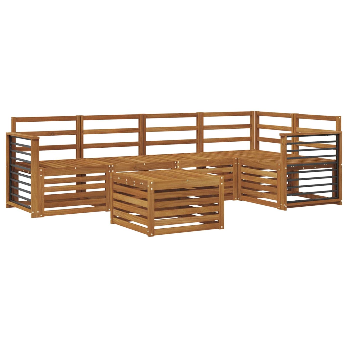 Set divano sezionale 6 pcs Naturale Legno di Acacia Massello | homemem39