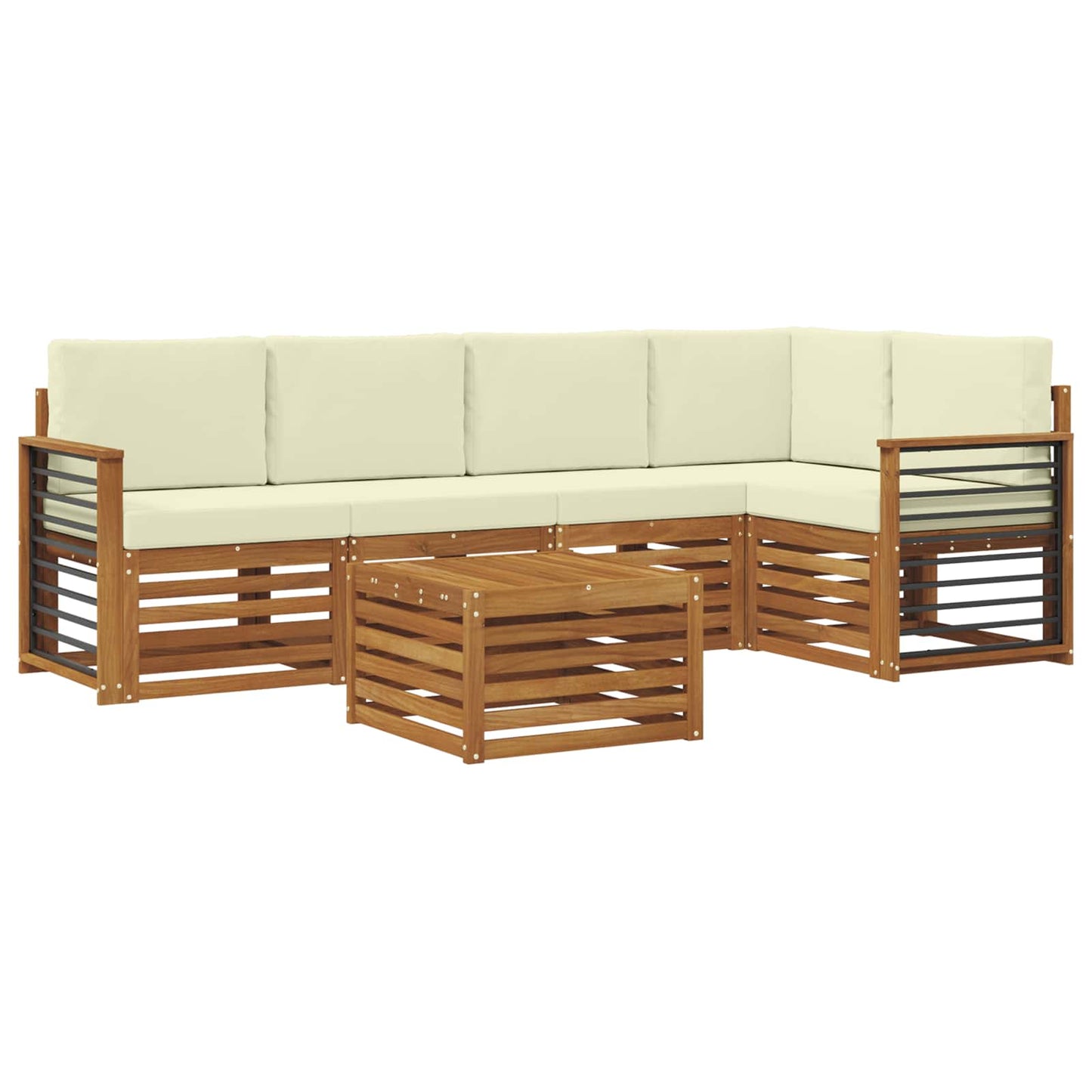 Set divano sezionale con cuscino 6 pcs Naturale e Crema