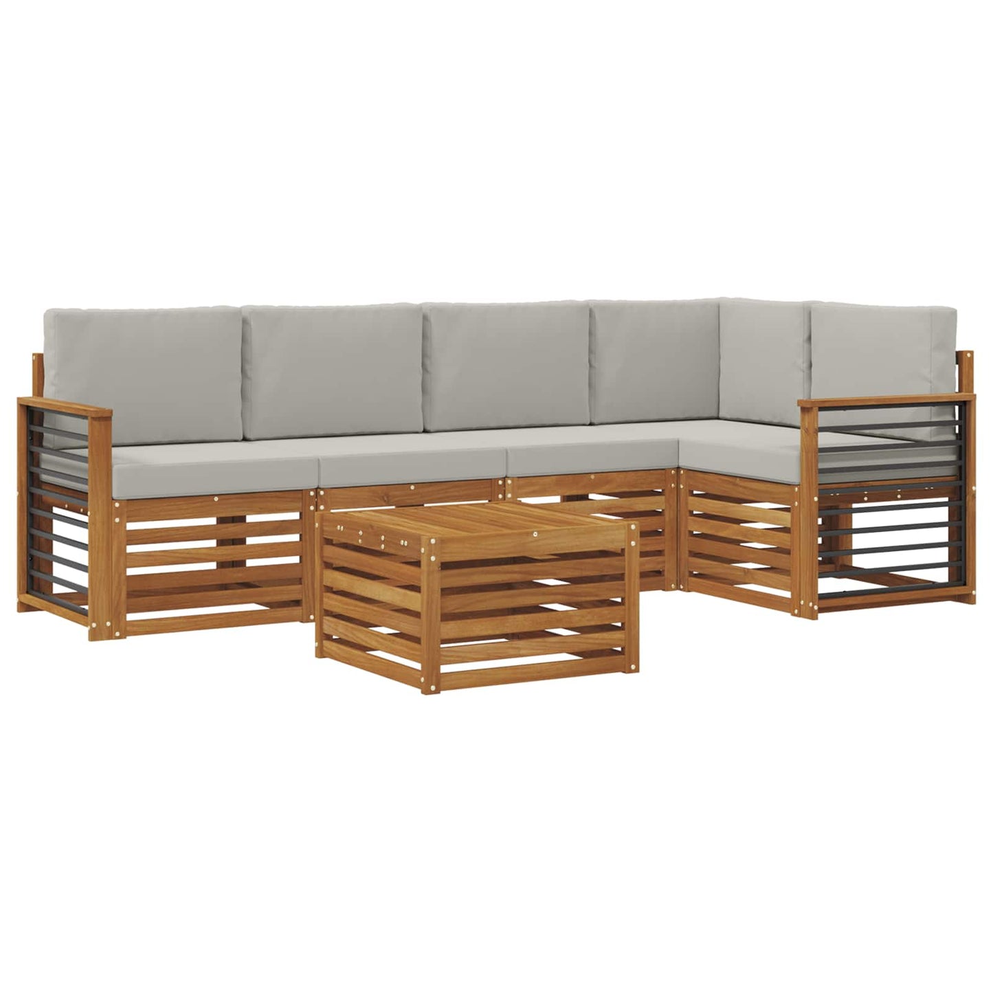 Set divano sezionale con cuscino 6 pcs Grigio Naturale e Chiaro