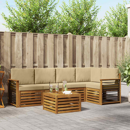 Set divano sezionale con cuscino 6 pcs Naturale e Beige | homemem39