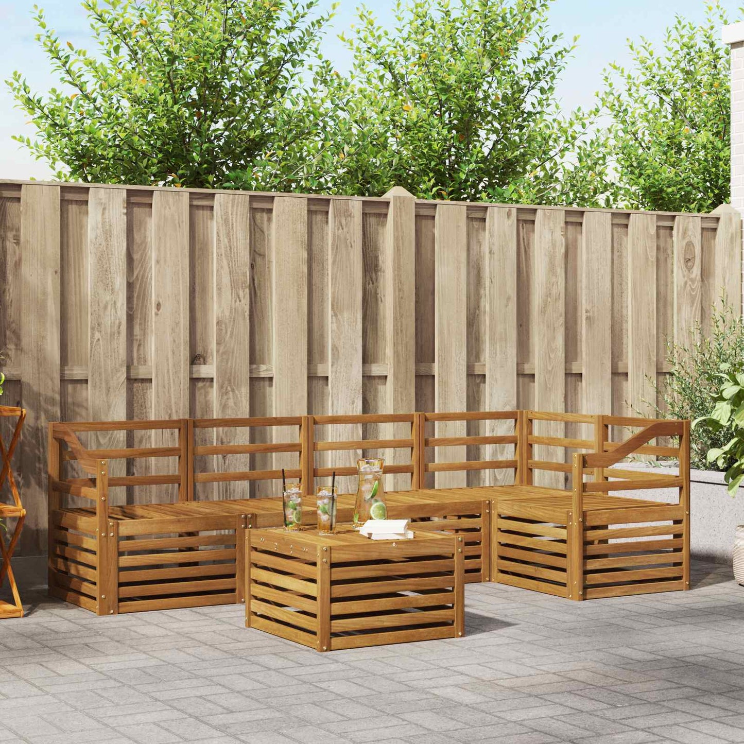 Set divano sezionale 6 pcs Naturale Legno di Acacia Massello