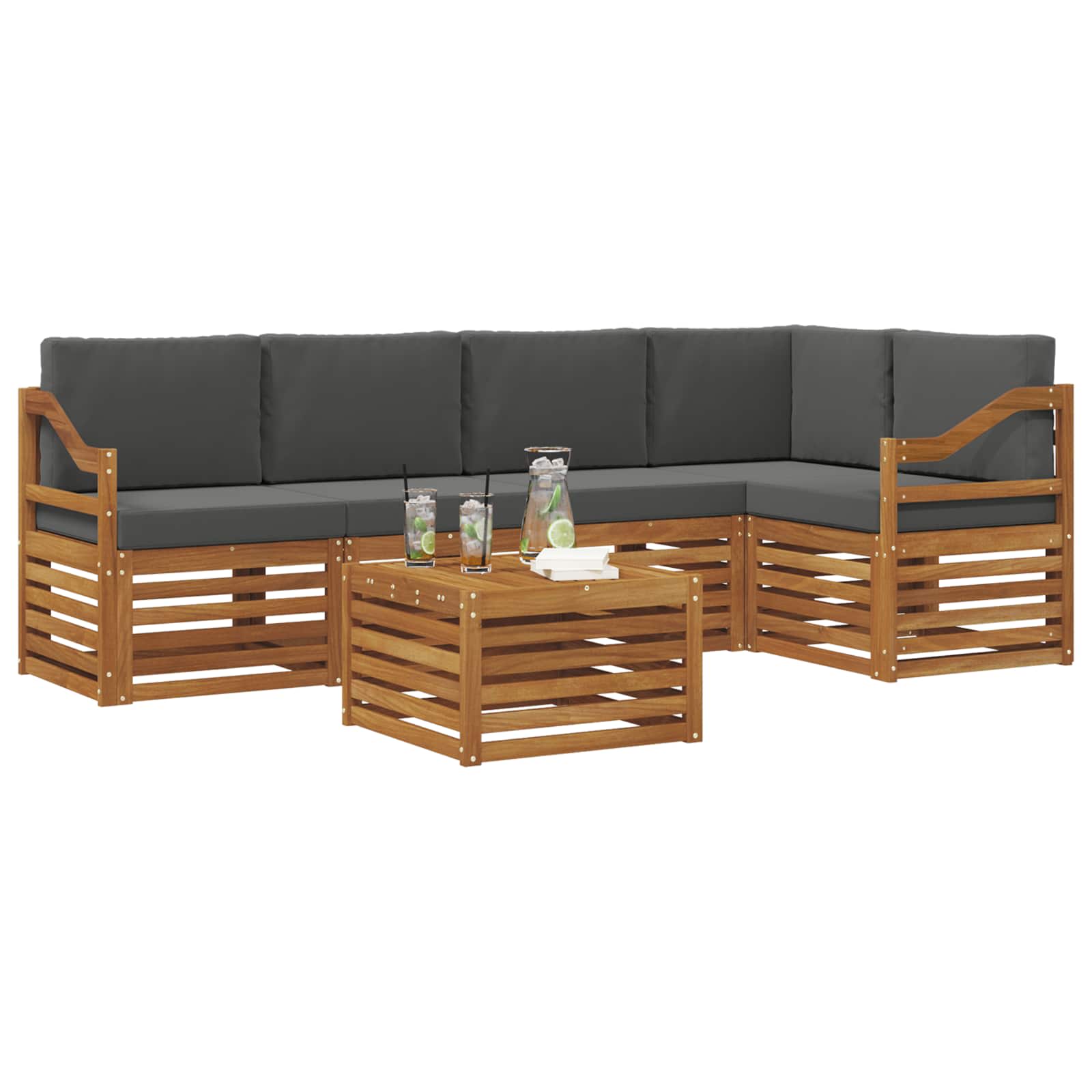 Set divano sezionale con cuscino 6 pcs Naturale e Antracite | homemem39