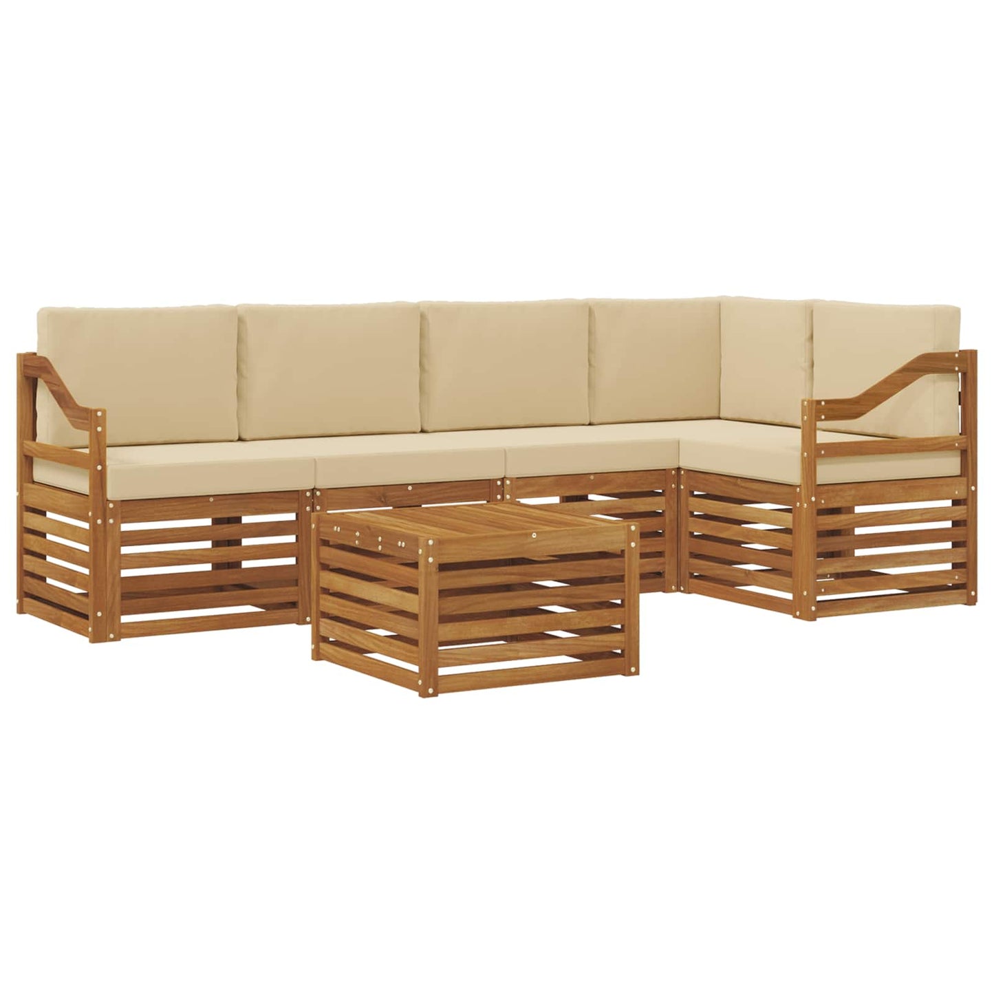 Set divano sezionale con cuscino 6 pcs Naturale e Beige