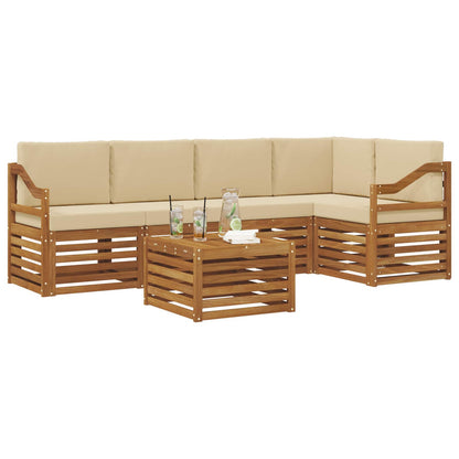 Set divano sezionale con cuscino 6 pcs Naturale e Beige