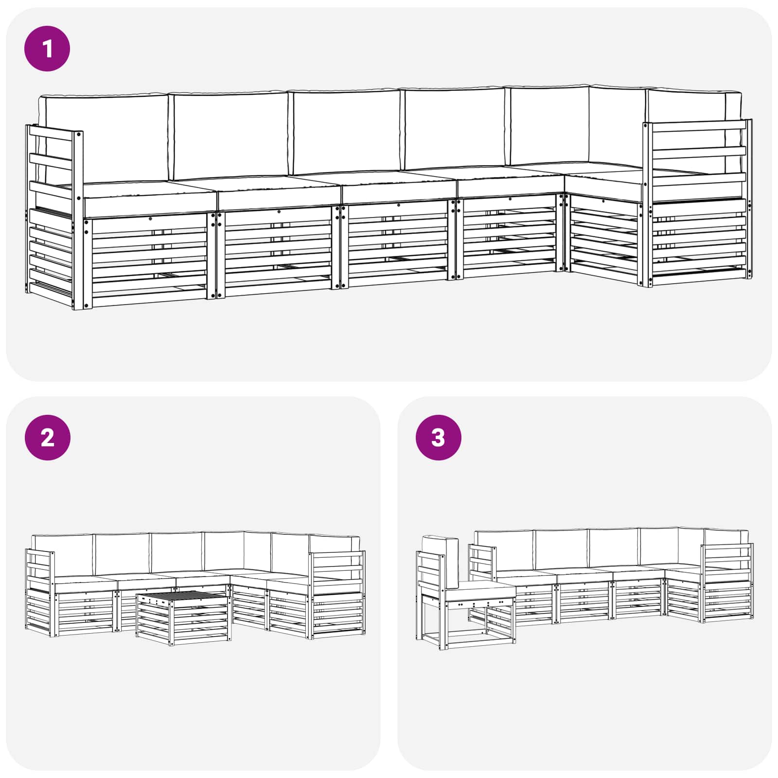 Set divano sezionale con cuscino 6 pcs Naturale e Antracite | homemem39