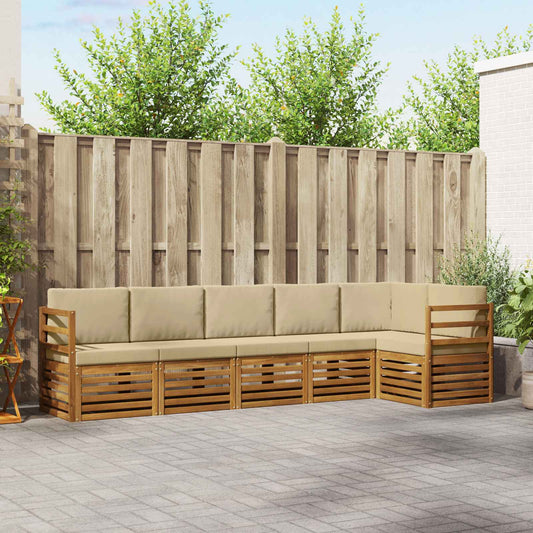 Set divano sezionale con cuscino 6 pcs Naturale e Beige | homemem39