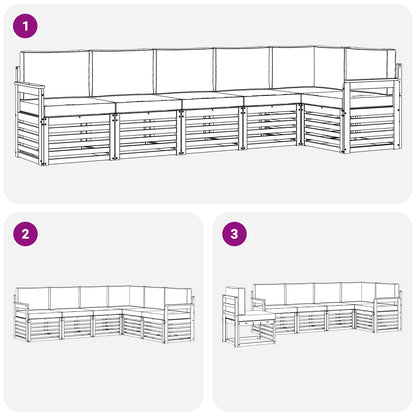 Set divano sezionale con cuscino 6 pcs Grigio Naturale e Chiaro