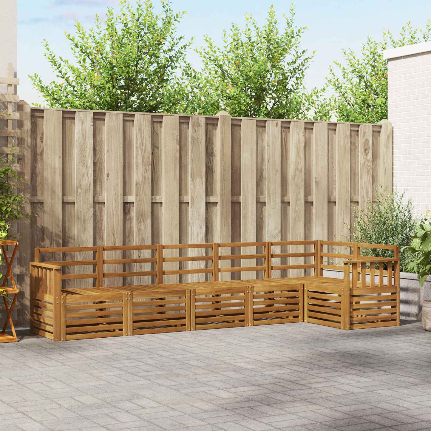 Set divano sezionale 6 pcs Naturale Legno di Acacia Massello