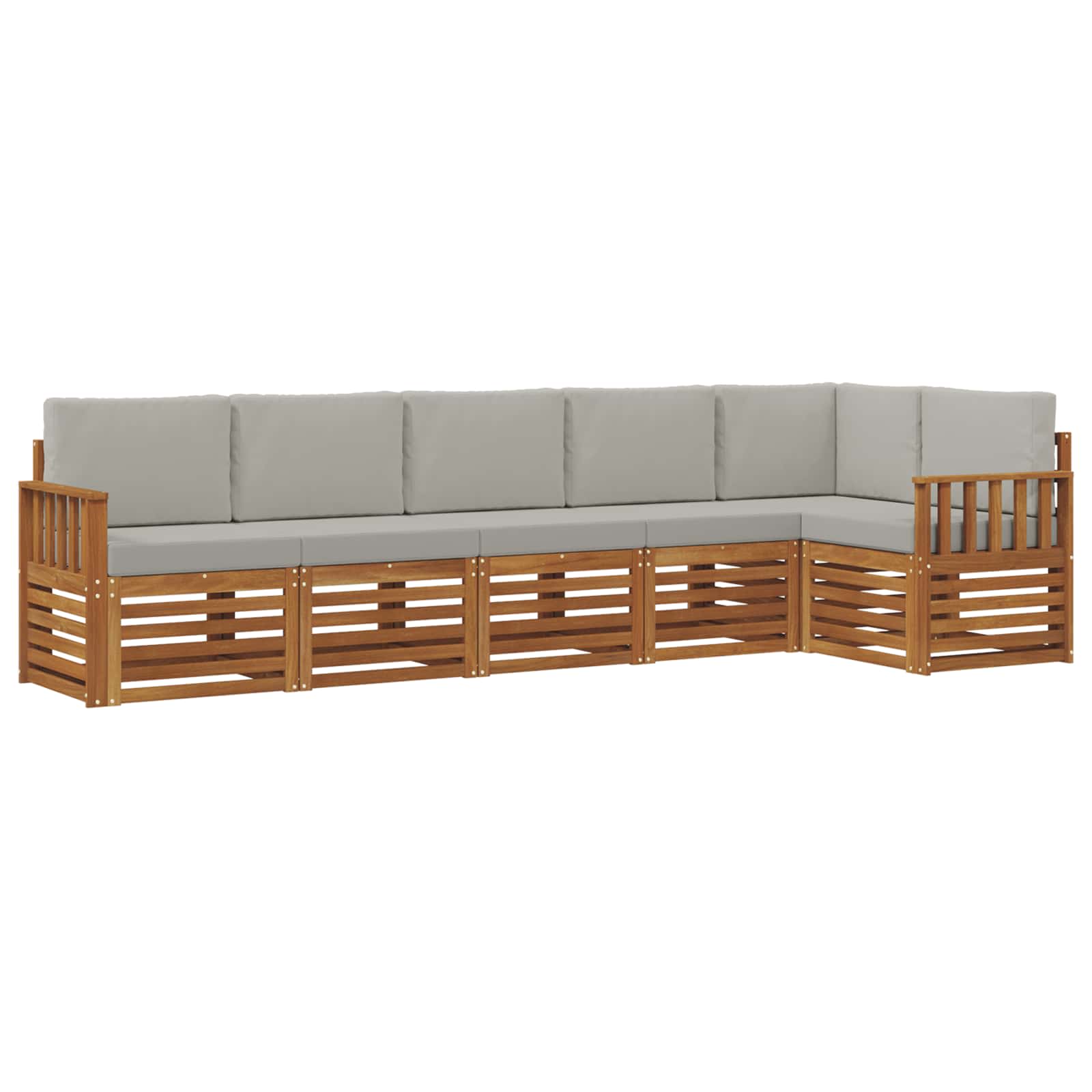 Set divano sezionale con cuscino 6 pcs Grigio Naturale e Chiaro | homemem39