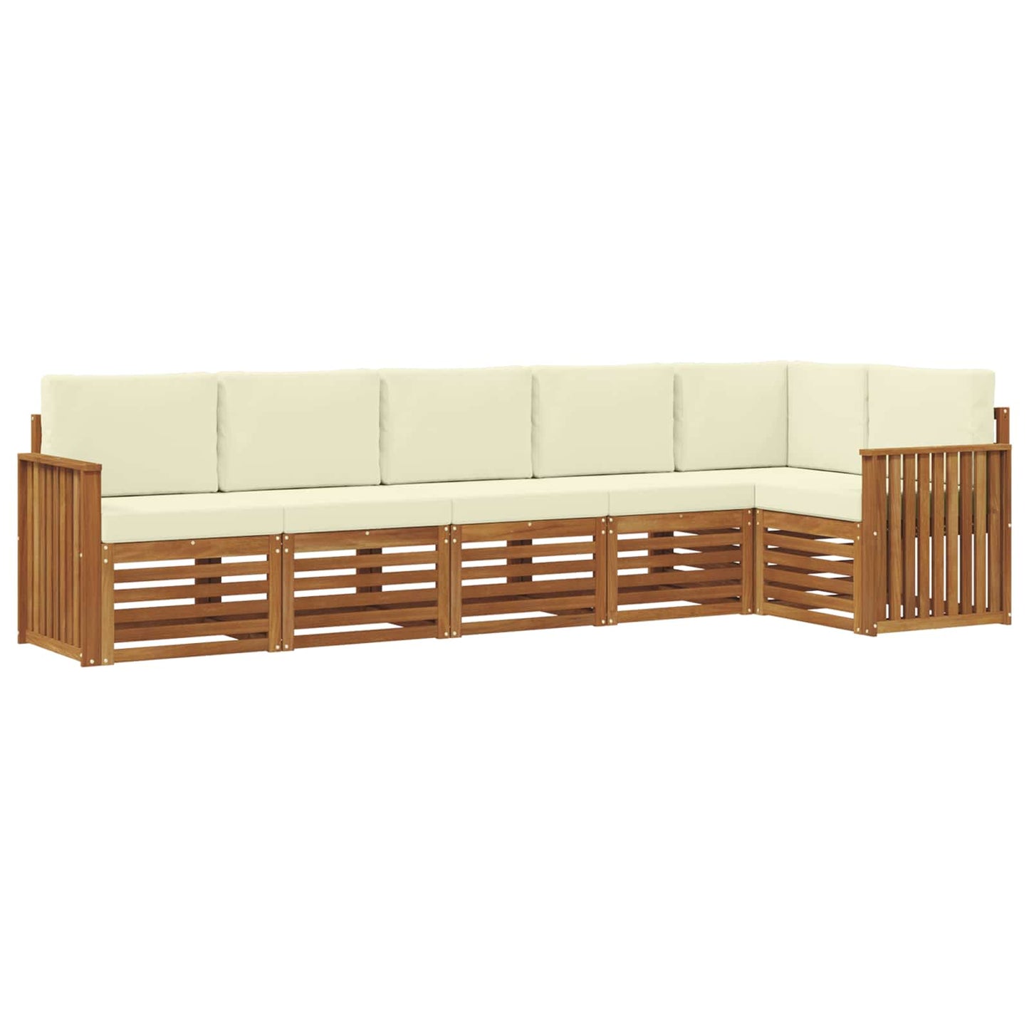 Set di divani da esterno 6 pz Naturale e Crema Poliestere
